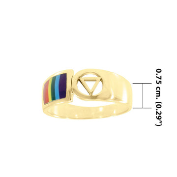 Pride Symbol with Rainbow Color Inlay Solid Gold Ring GTR285 - Jewelry